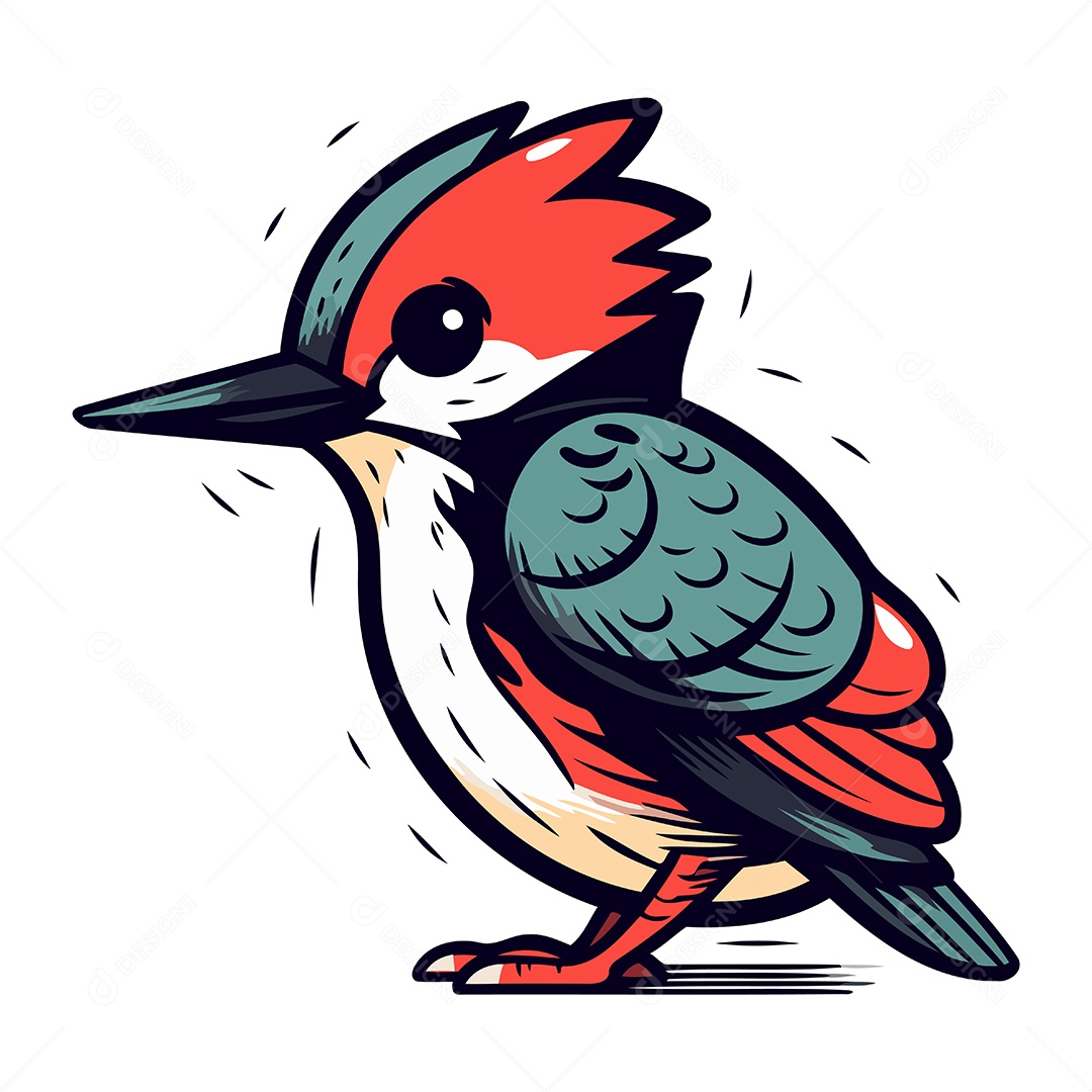 Pica Pau Fofo de Desenho Animado Ilustração Vetor EPS