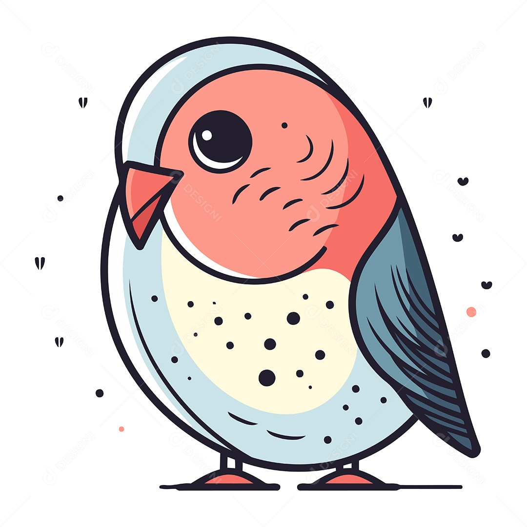 Pássaro Fofo de Desenho Animado Ilustração Vetor EPS