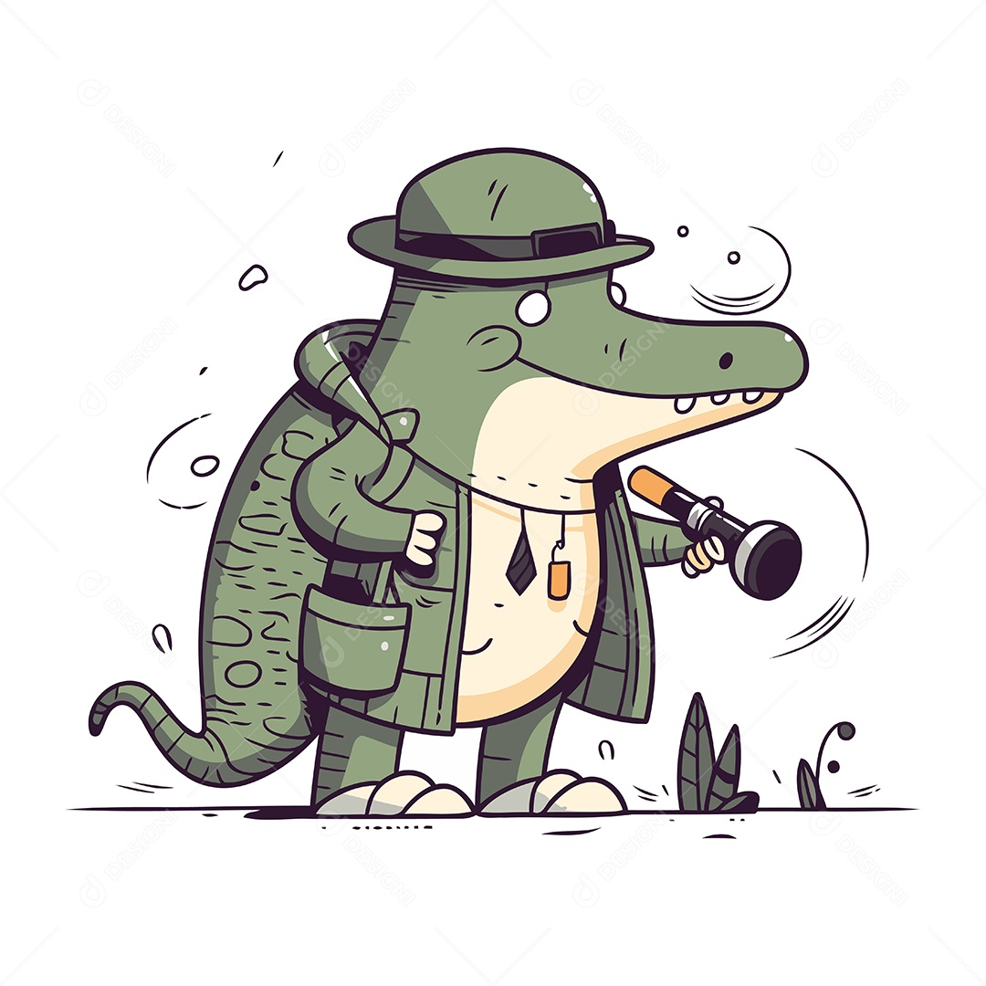 Crocodilo de Desenho Animado Ilustração Vetor EPS