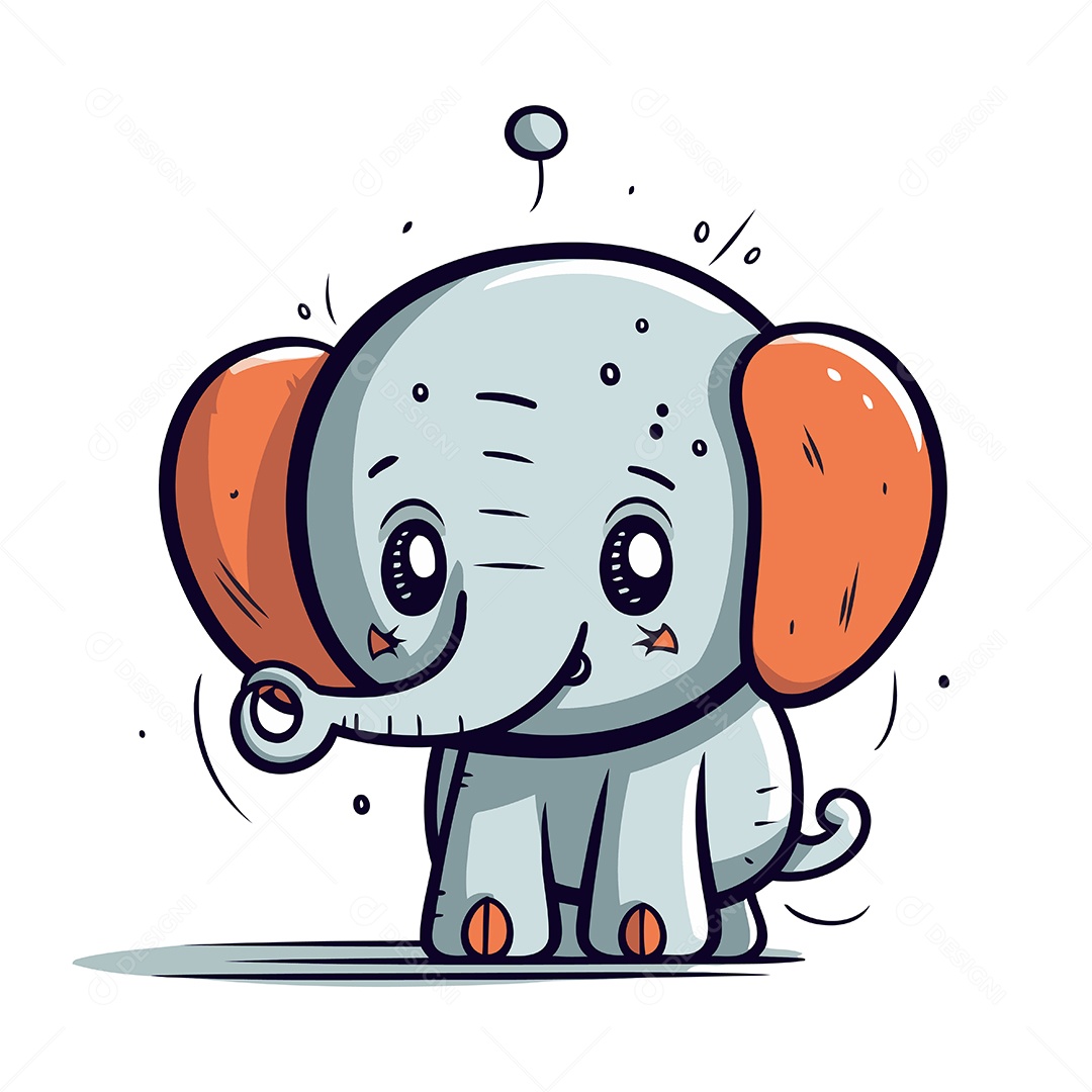 Elefante Fofo de Desenho Animado Ilustração Vetor EPS