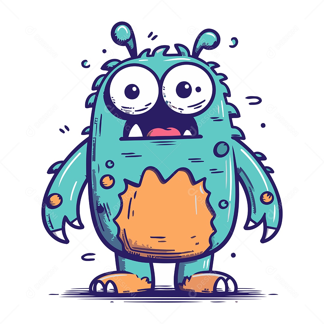 Monstro de Desenho Animado Ilustração Vetor EPS
