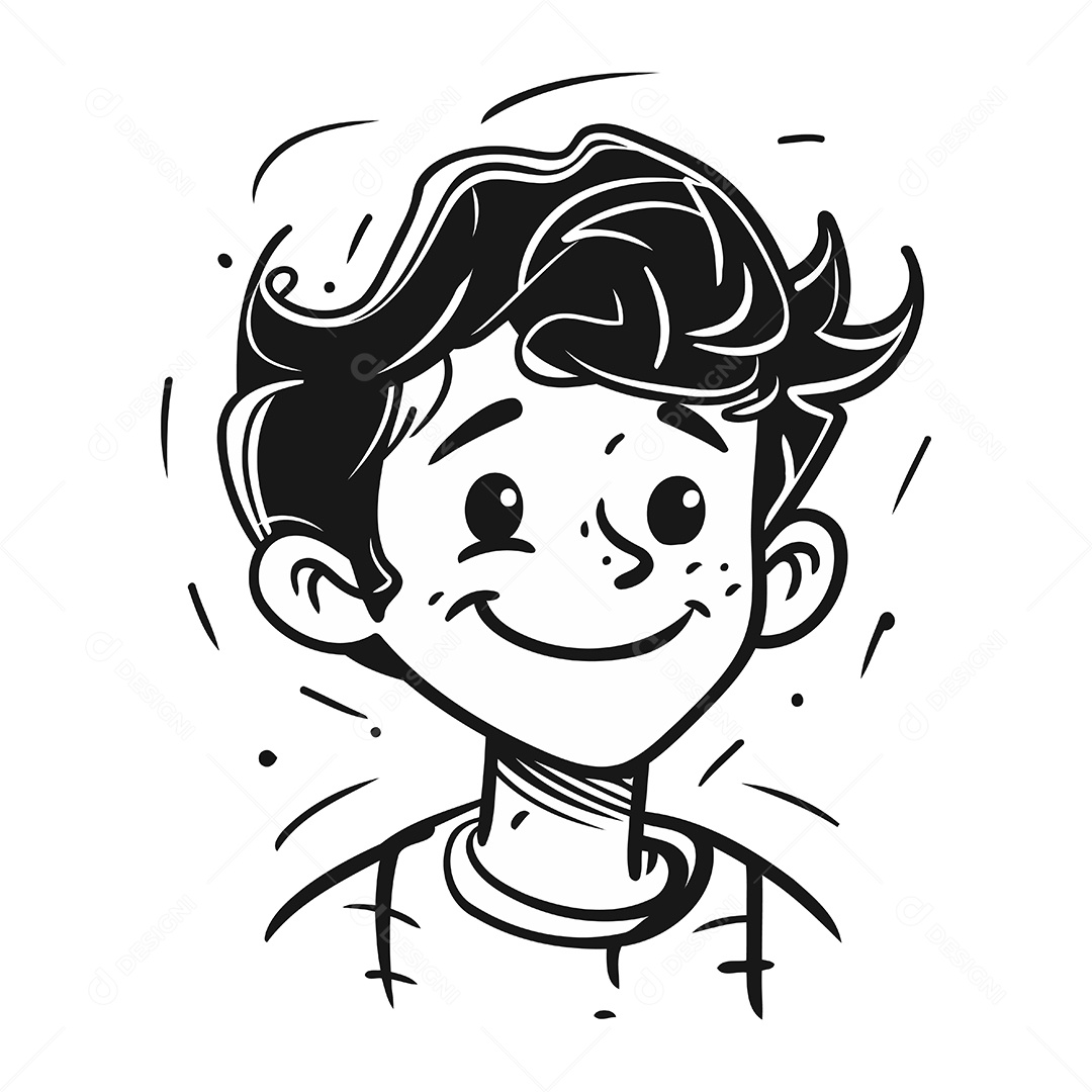 Menino Sorrindo de Desenho Animado Ilustração Vetor EPS