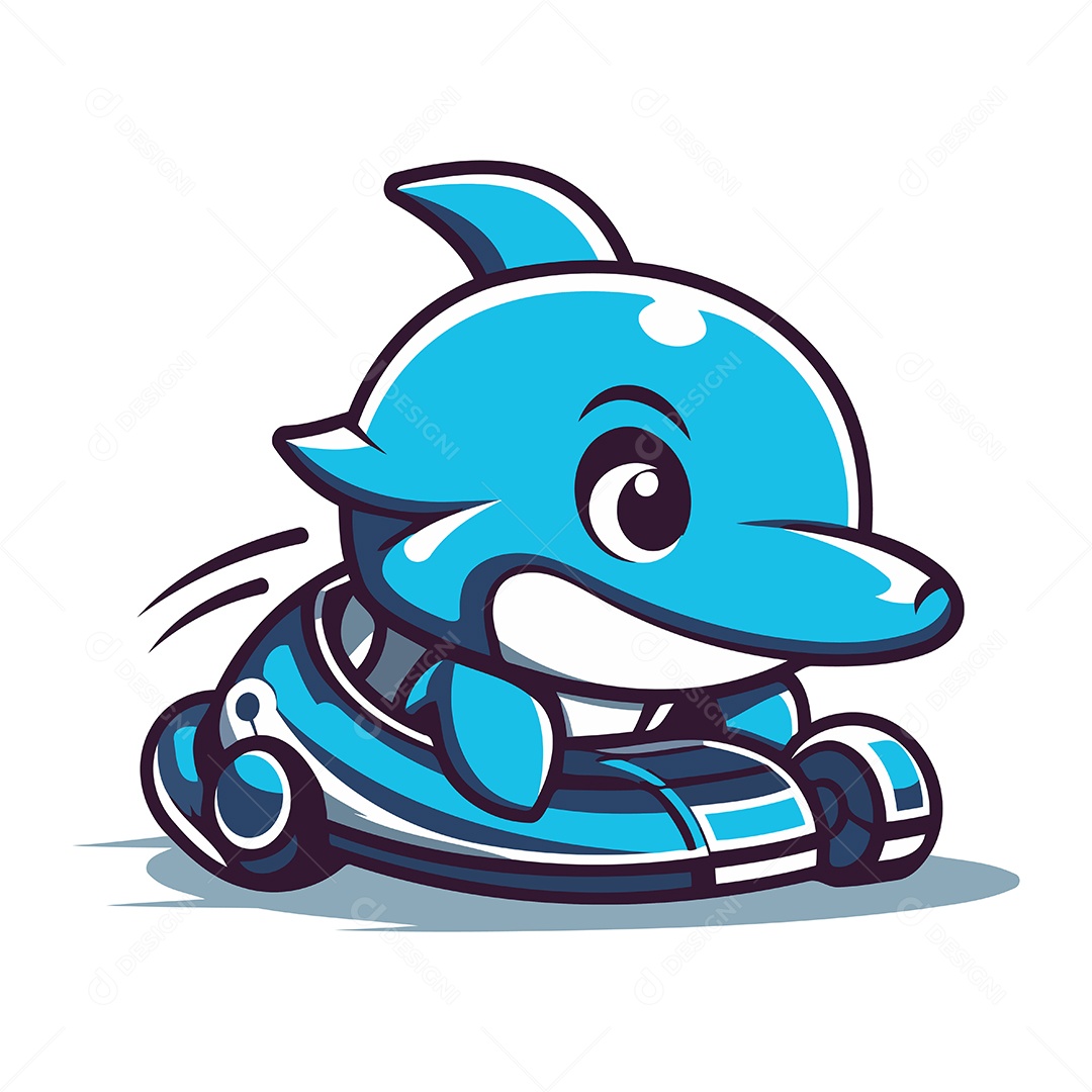 Golfinho de Desenho Animado Ilustração Vetor EPS