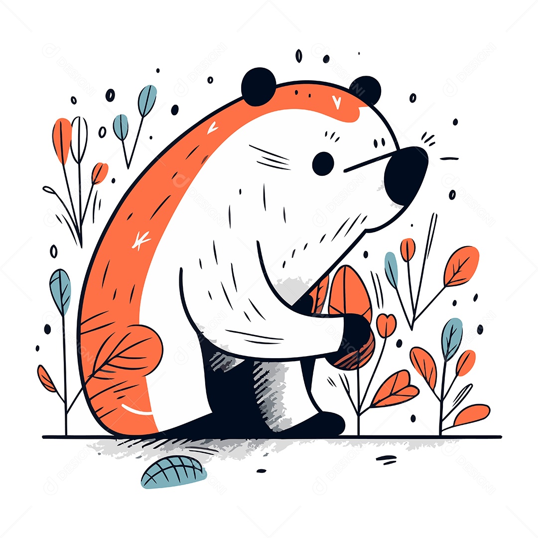 Urso Fofo de Desenho Animado Ilustração Vetor EPS