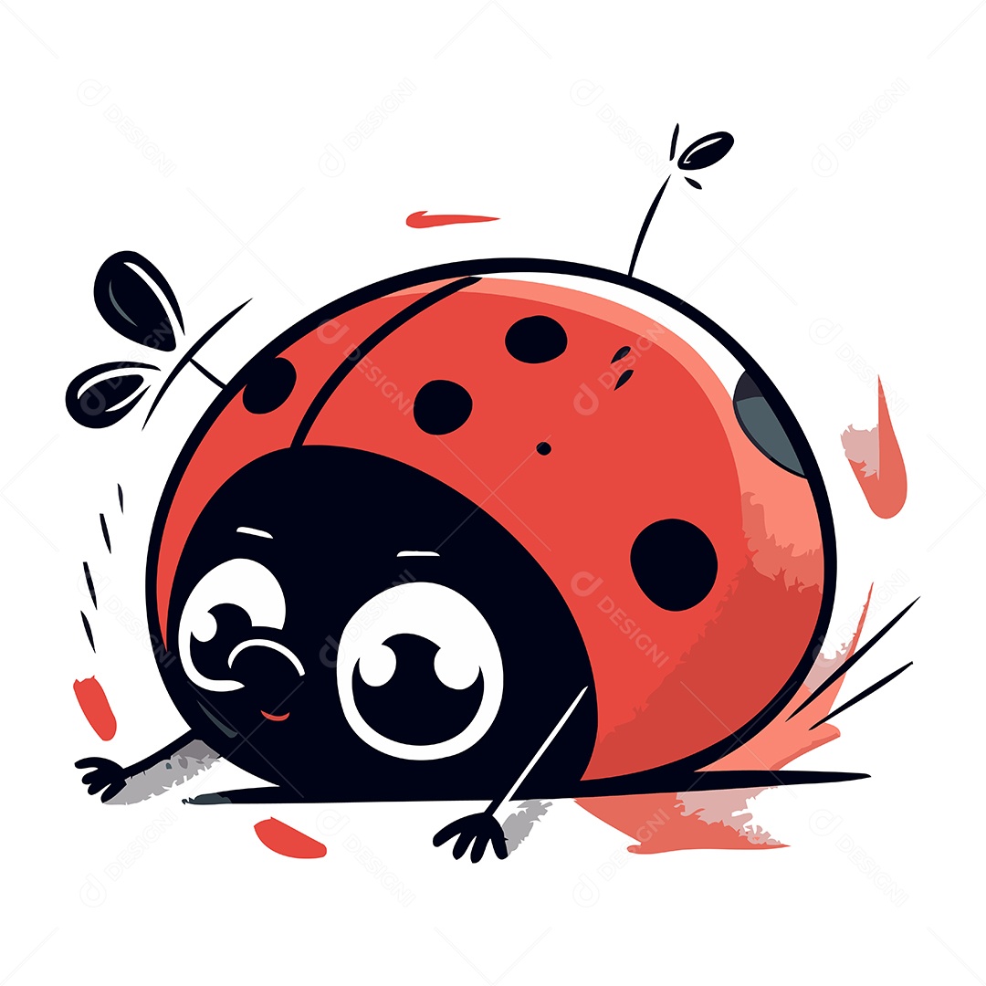 Joaninha de Desenho Animado Ilustração Vetor EPS