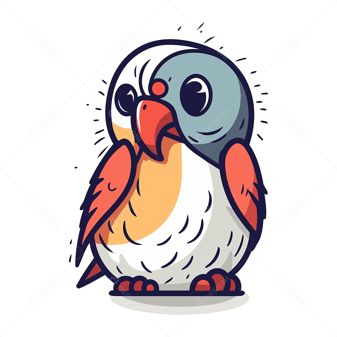 Pássaro Fofo de Desenho Animado Ilustração Vetor EPS