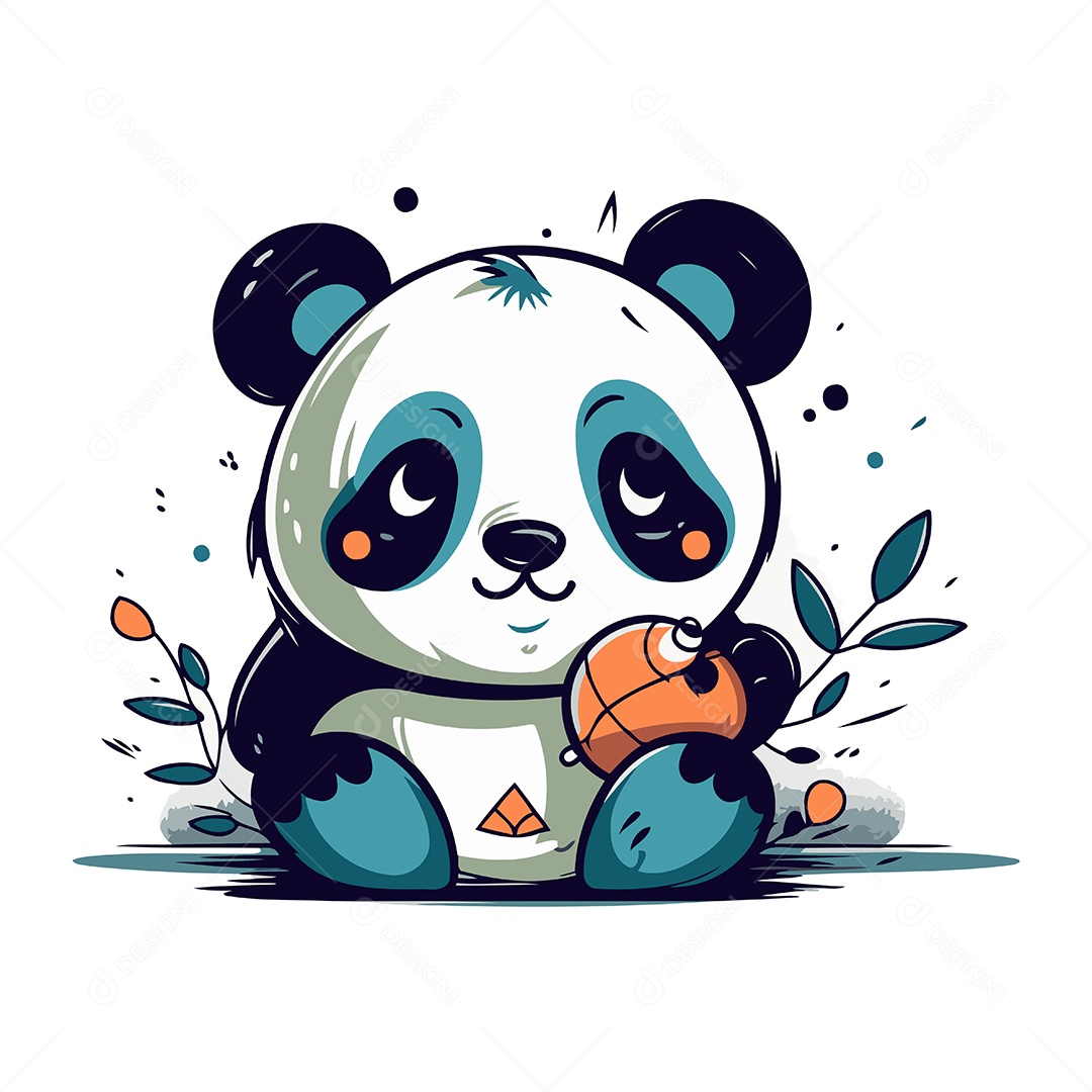 Panda Fofo de Desenho Animado Ilustração Vetor EPS