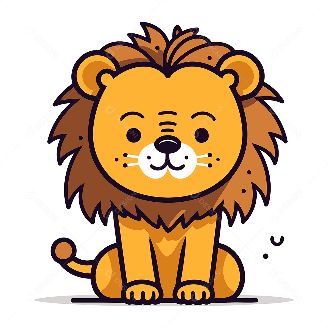 Leão de Desenho Animado Ilustração Vetor EPS