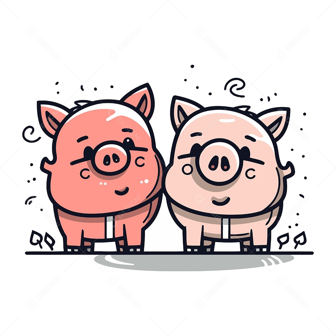 Porcos de Desenho Animado Ilustração Vetor EPS