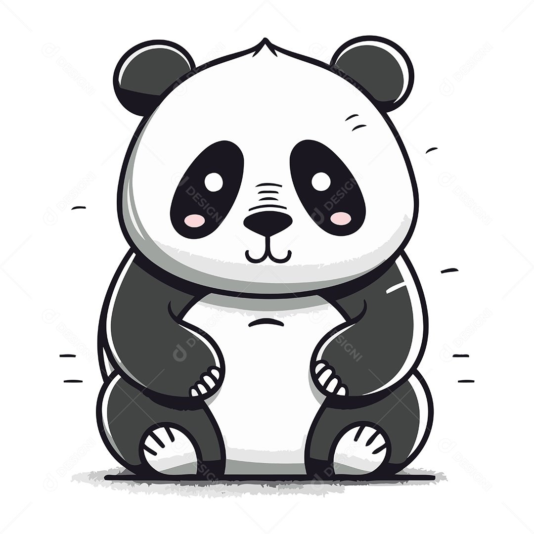 Panda Fofo de Desenho Animado Ilustração Vetor EPS