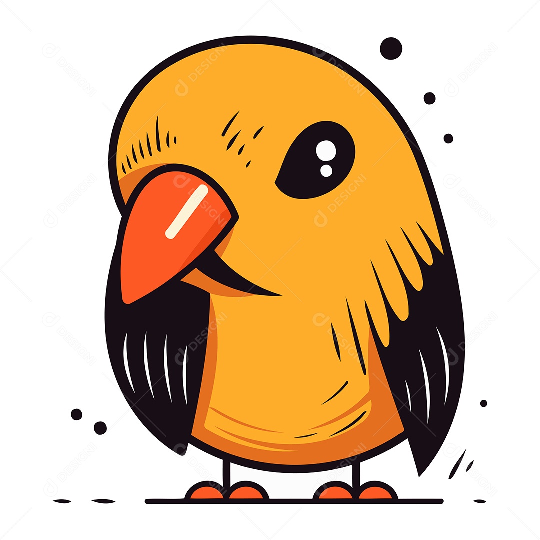 Passarinho Amarelo Fofo Ilustração Vetor EPS