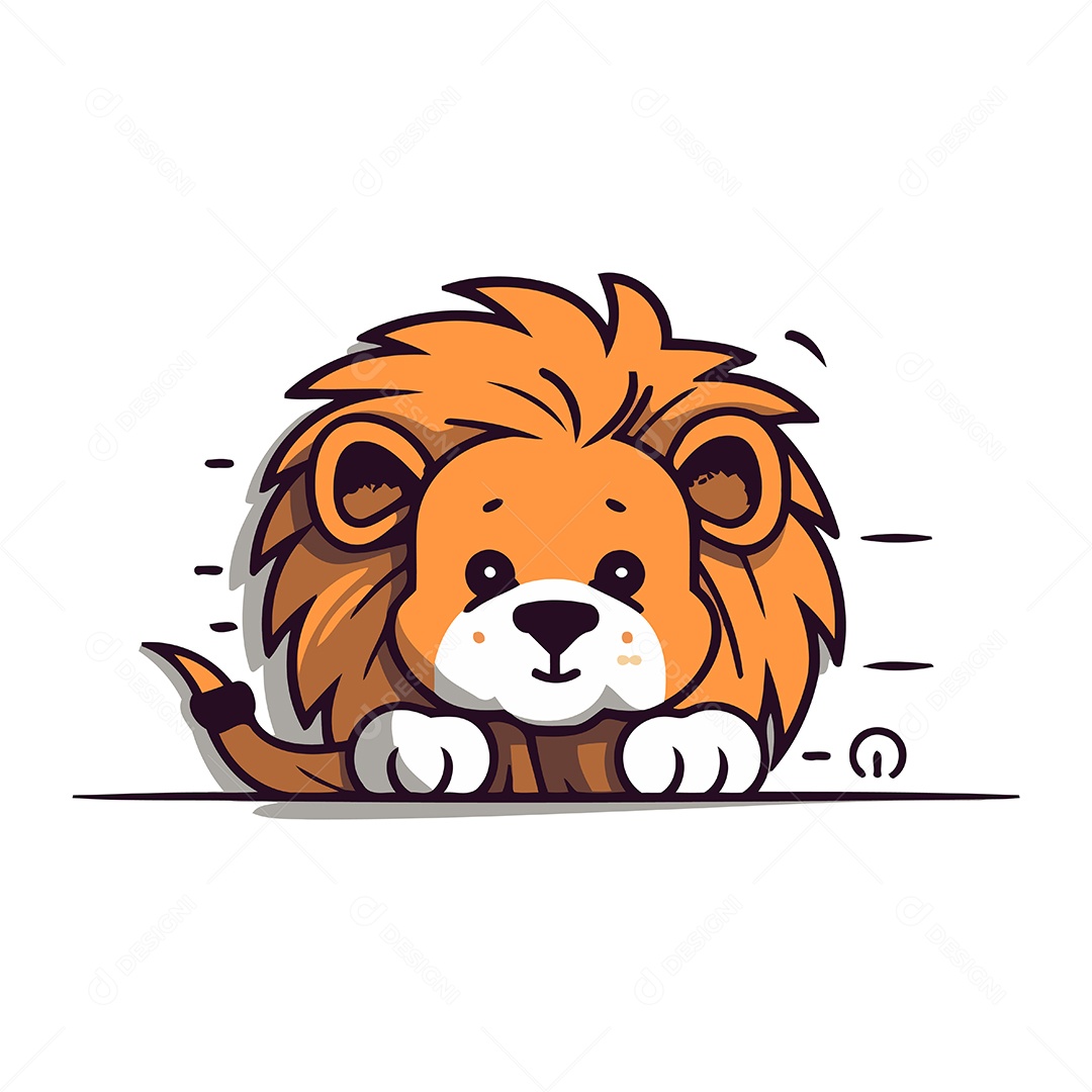 Leão de Desenho Animado Ilustração Vetor EPS