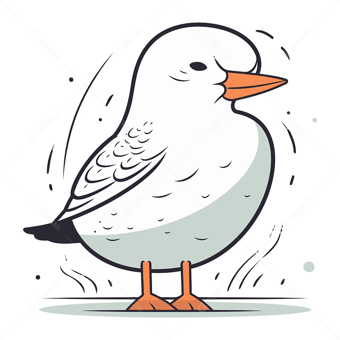 Gaivota Fofa de Desenho Animado Ilustração Vetor EPS