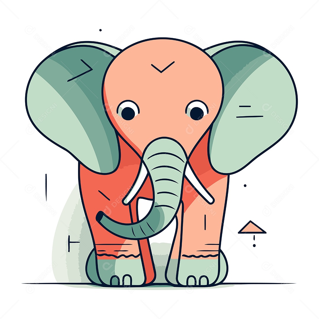 Elefante de Desenho Animado Ilustração Vetor EPS