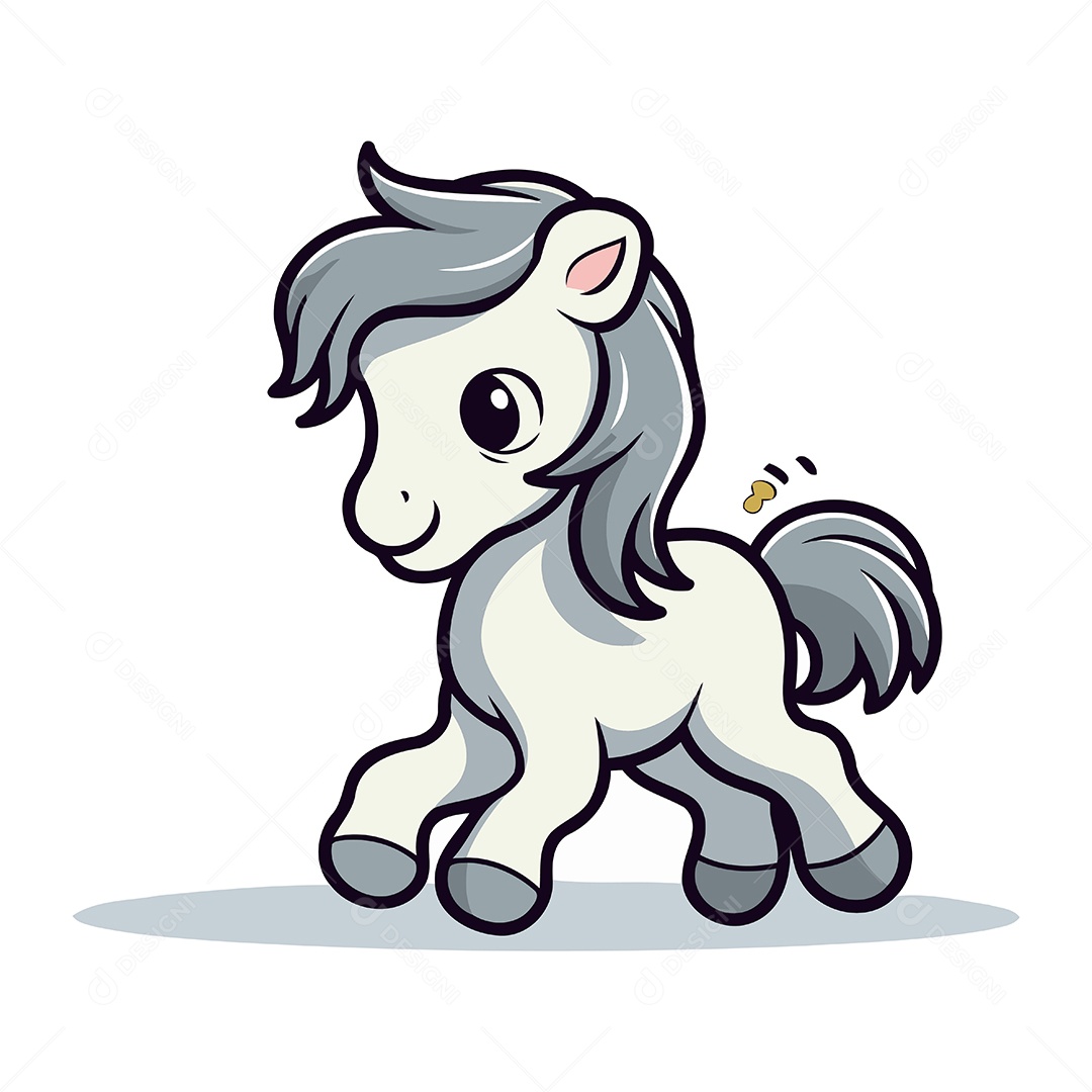 Cavalo Fofo de Desenho Animado Ilustração Vetor EPS