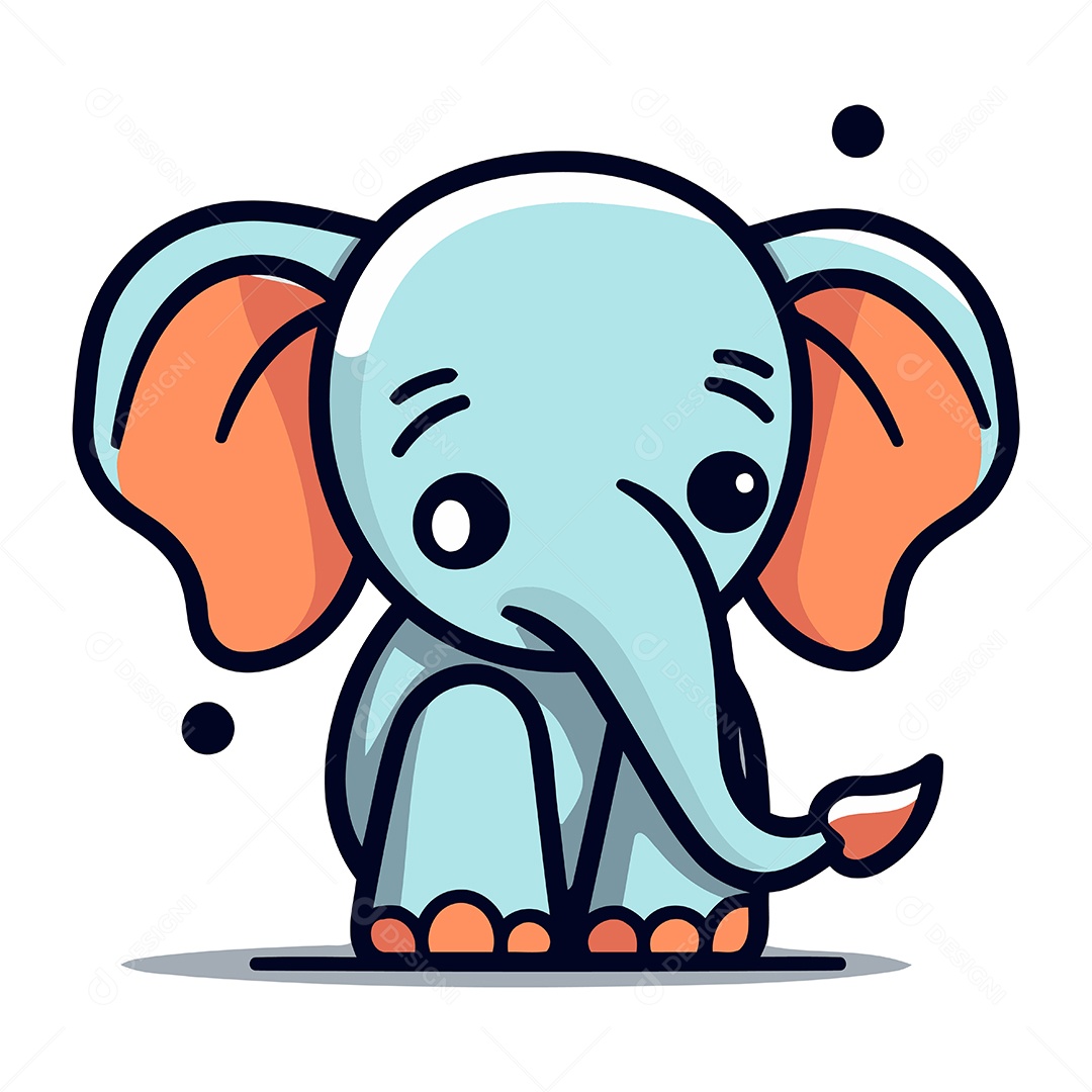 Elefante de Desenho Animado Ilustração Vetor EPS