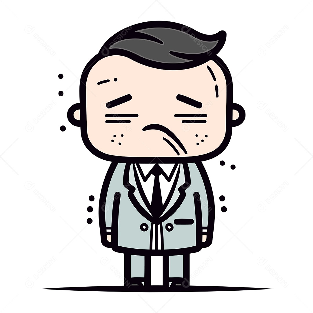 Empresário Triste de Desenho Animado Ilustração Vetor EPS