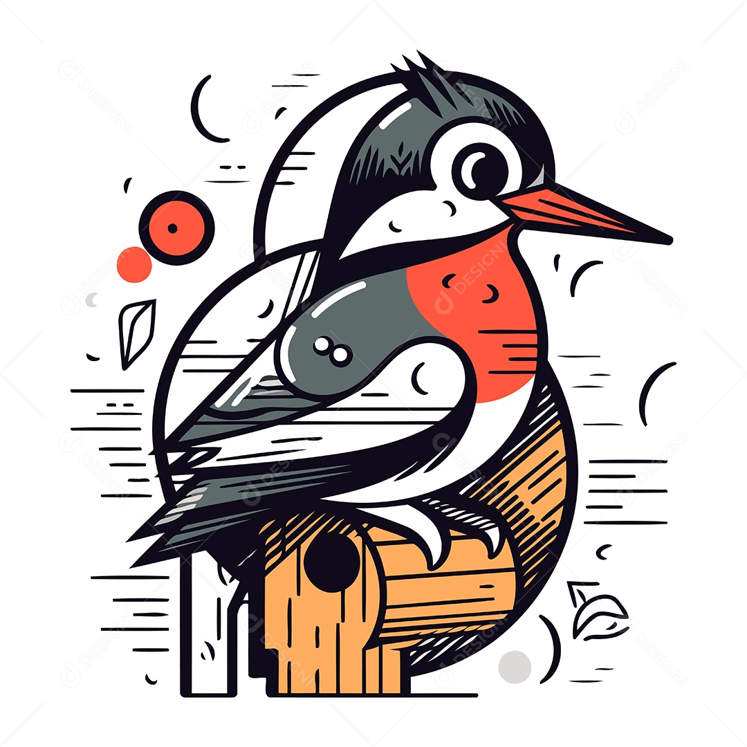 Pica Pau de Desenho Animado Ilustração Vetor EPS