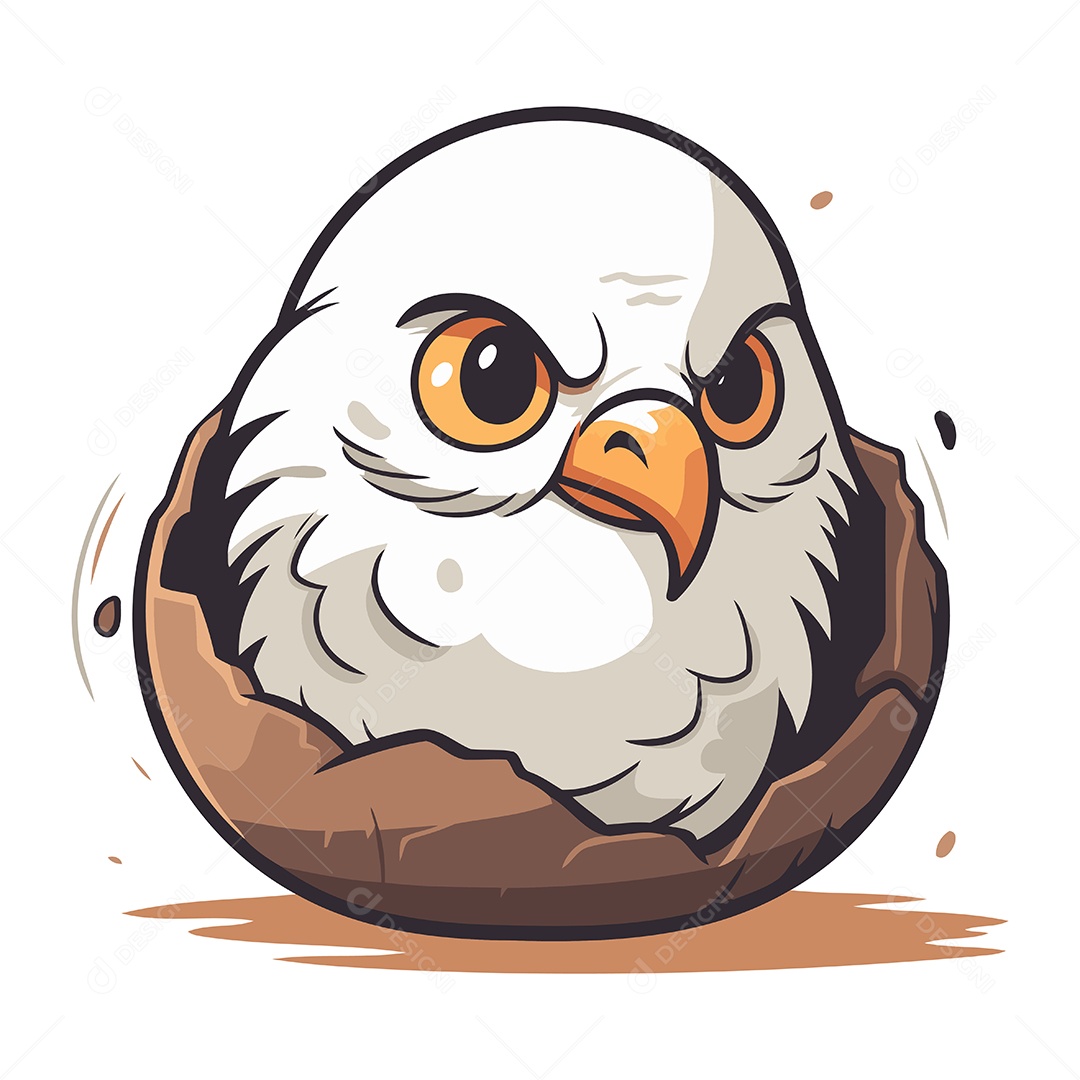 Águia de Desenho Animado em Um Ninho Ilustração Vetor EPS