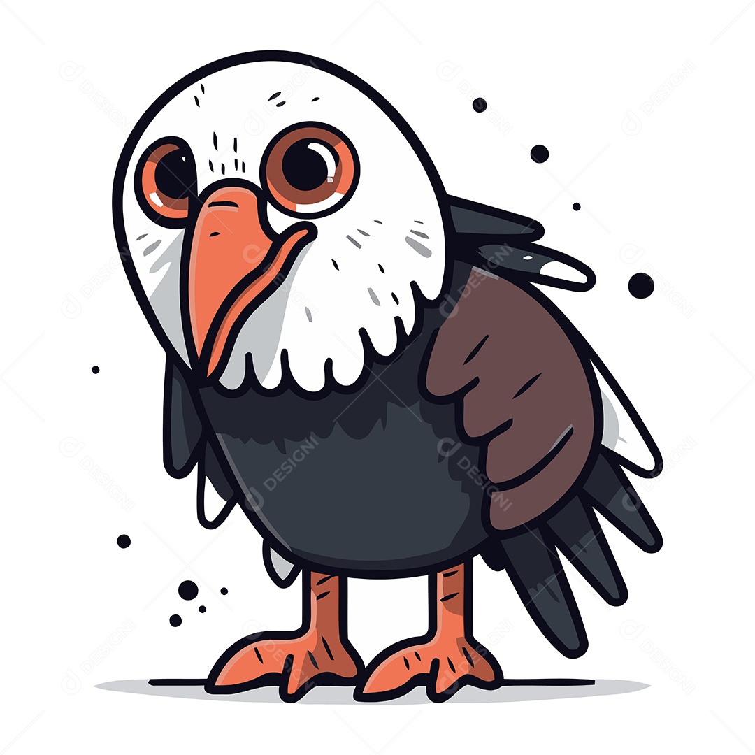 Águia Careca de Desenho Animado Ilustração Vetor EPS