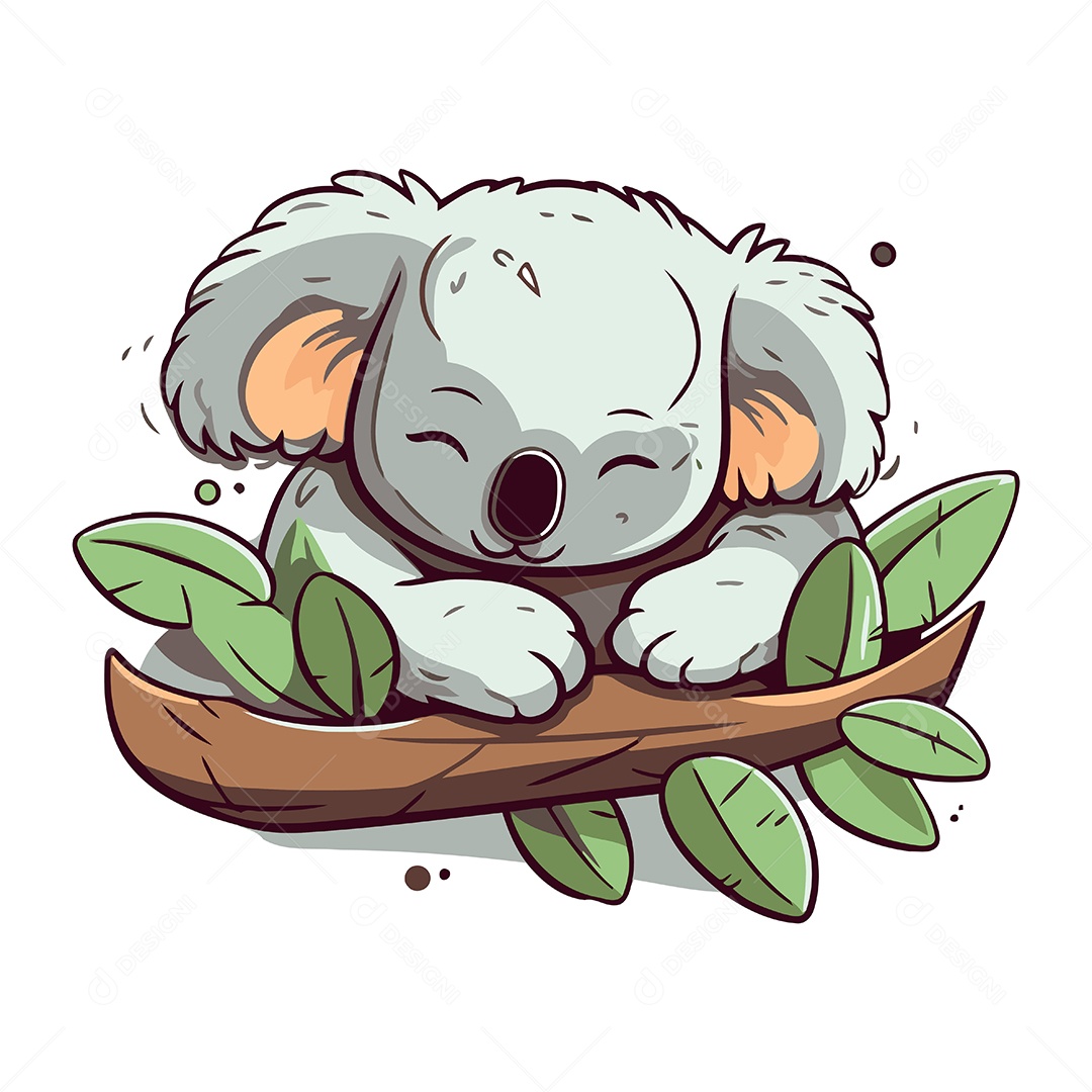 Coala Dormindo em um Galho Ilustração Vetor EPS