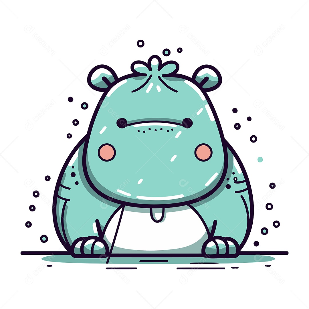Hipopótamo de Desenho Animado Ilustração Vetor EPS