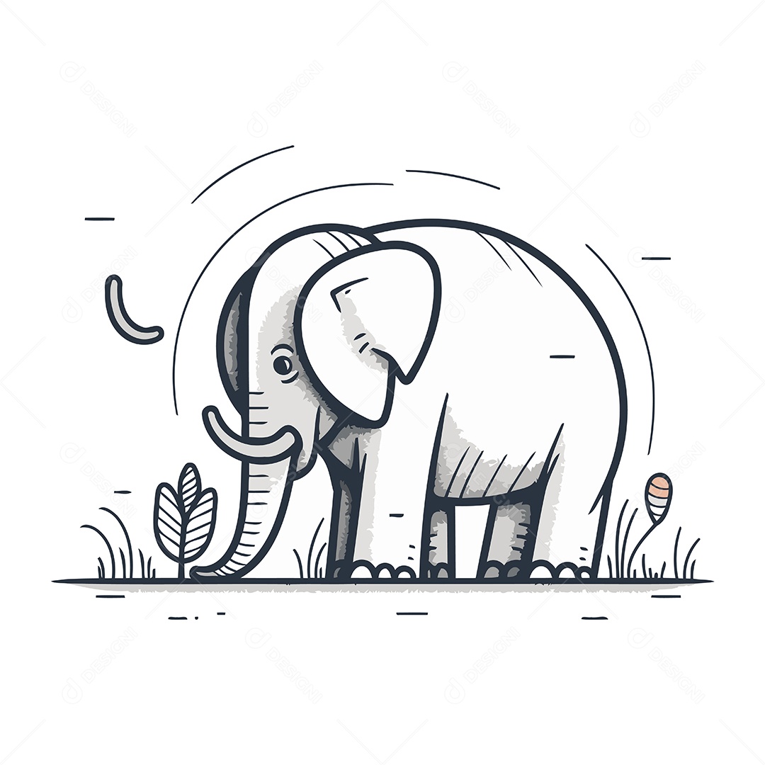 Elefante de Desenho Animado Ilustração Vetor EPS