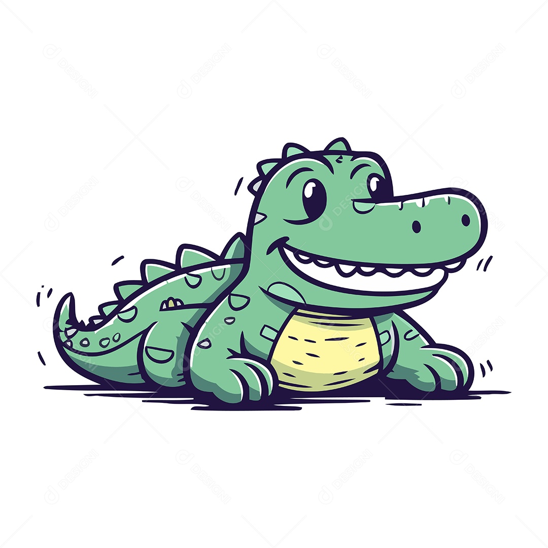 Crocodilo de Desenho Animado Ilustração Vetor EPS