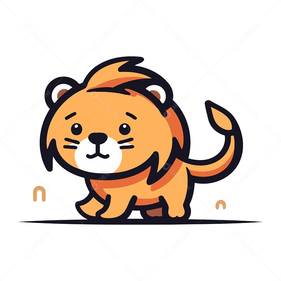 Leão de Desenho Animado Ilustração Vetor EPS