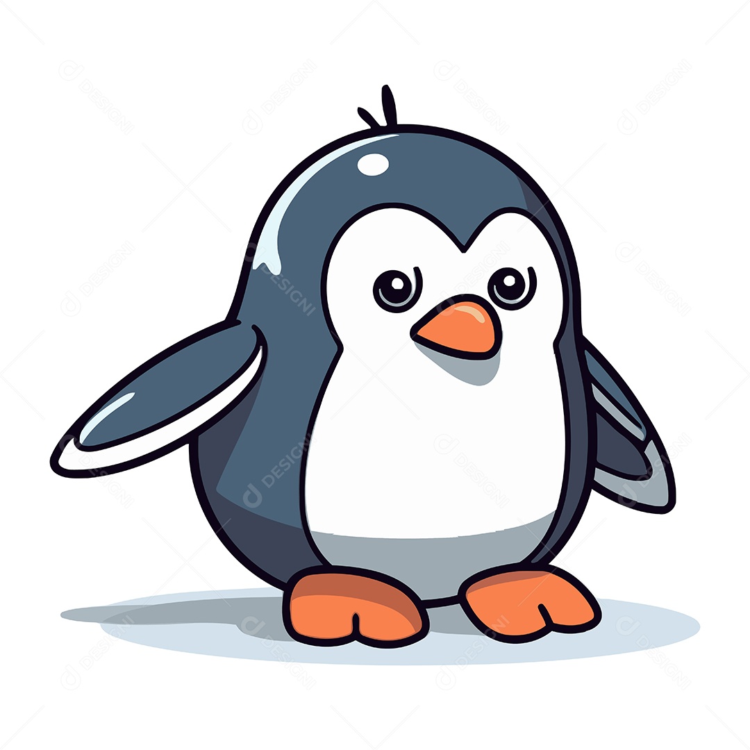 Pinguim Fofo de Desenho Animado Ilustração Vetor EPS