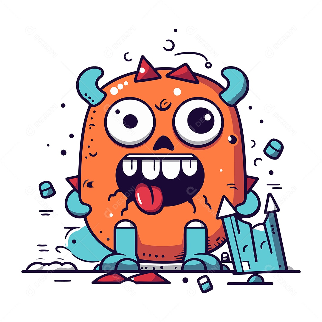 Monstro de Desenho Animado Ilustração Vetor EPS