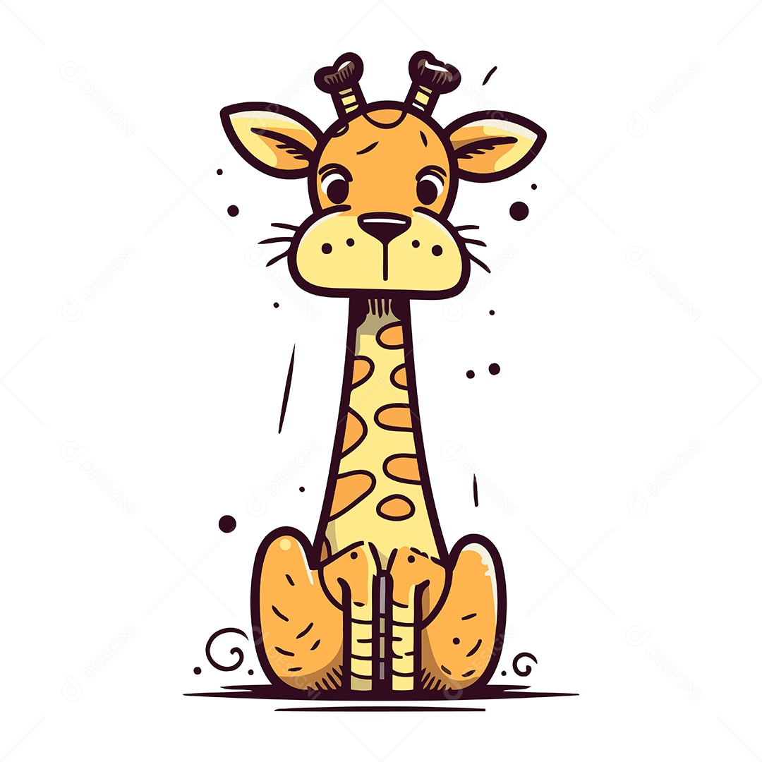Girafa de Desenho Animado Ilustração Vetor EPS