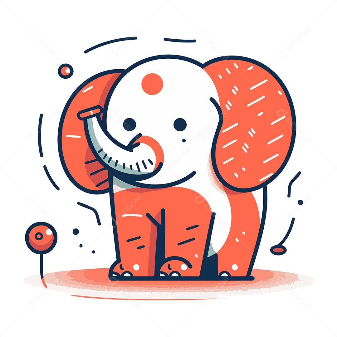 Elefante de Desenho Animado Ilustração Vetor EPS