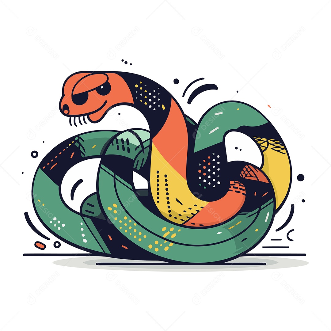 Cobra de Desenho Animado Ilustração Vetor EPS