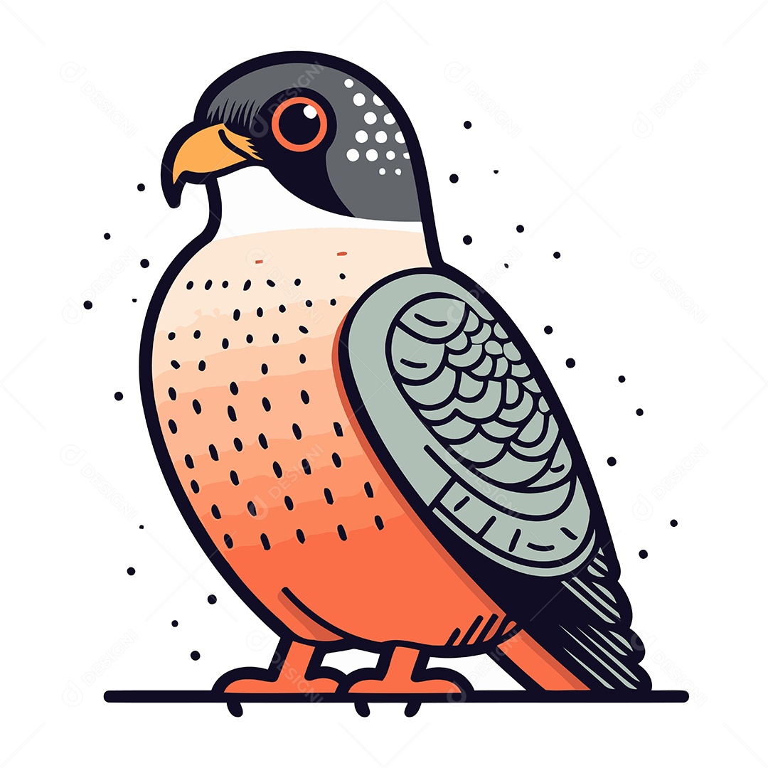 Falcão Peregrino de Desenho Animado Ilustração Vetor EPS