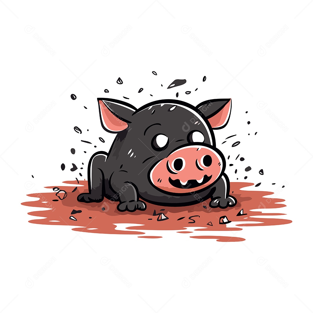 Porco de Desenho Animado Ilustração Vetor EPS