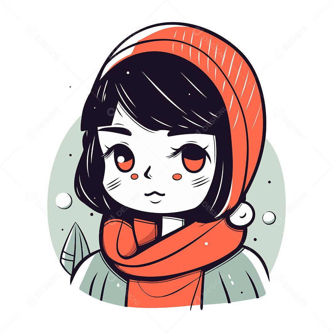 Garota Fofa de Desenho Animado Ilustração Vetor EPS