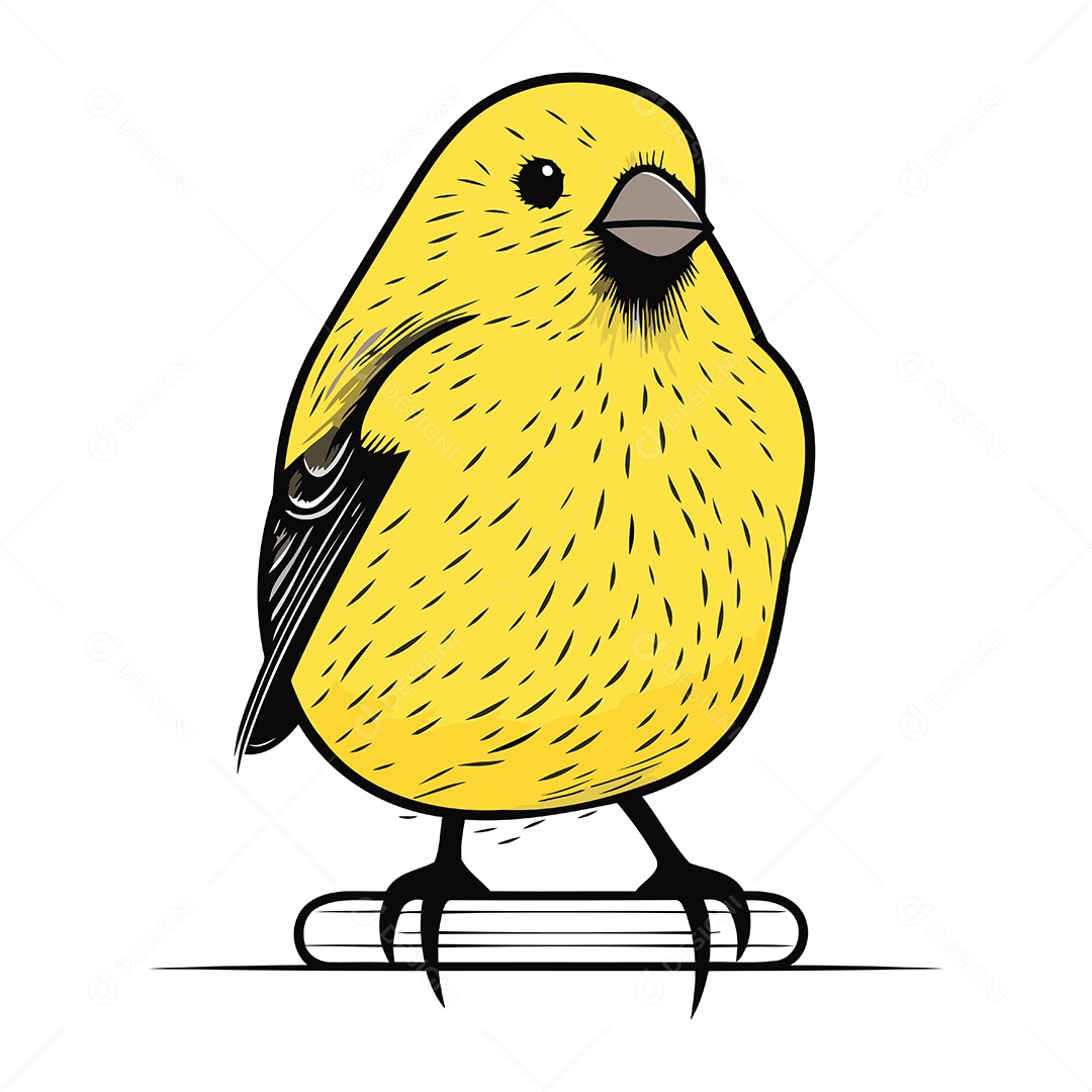 Pássaro Amarelo de Desenho Animado Ilustração Vetor EPS