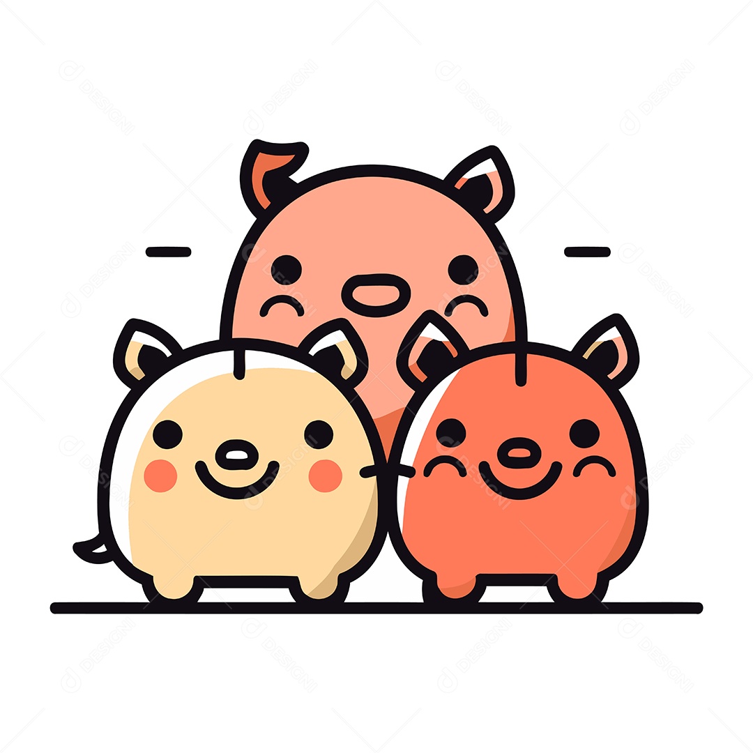 Familia de Porcos Desenho Animado Ilustração Vetor EPS