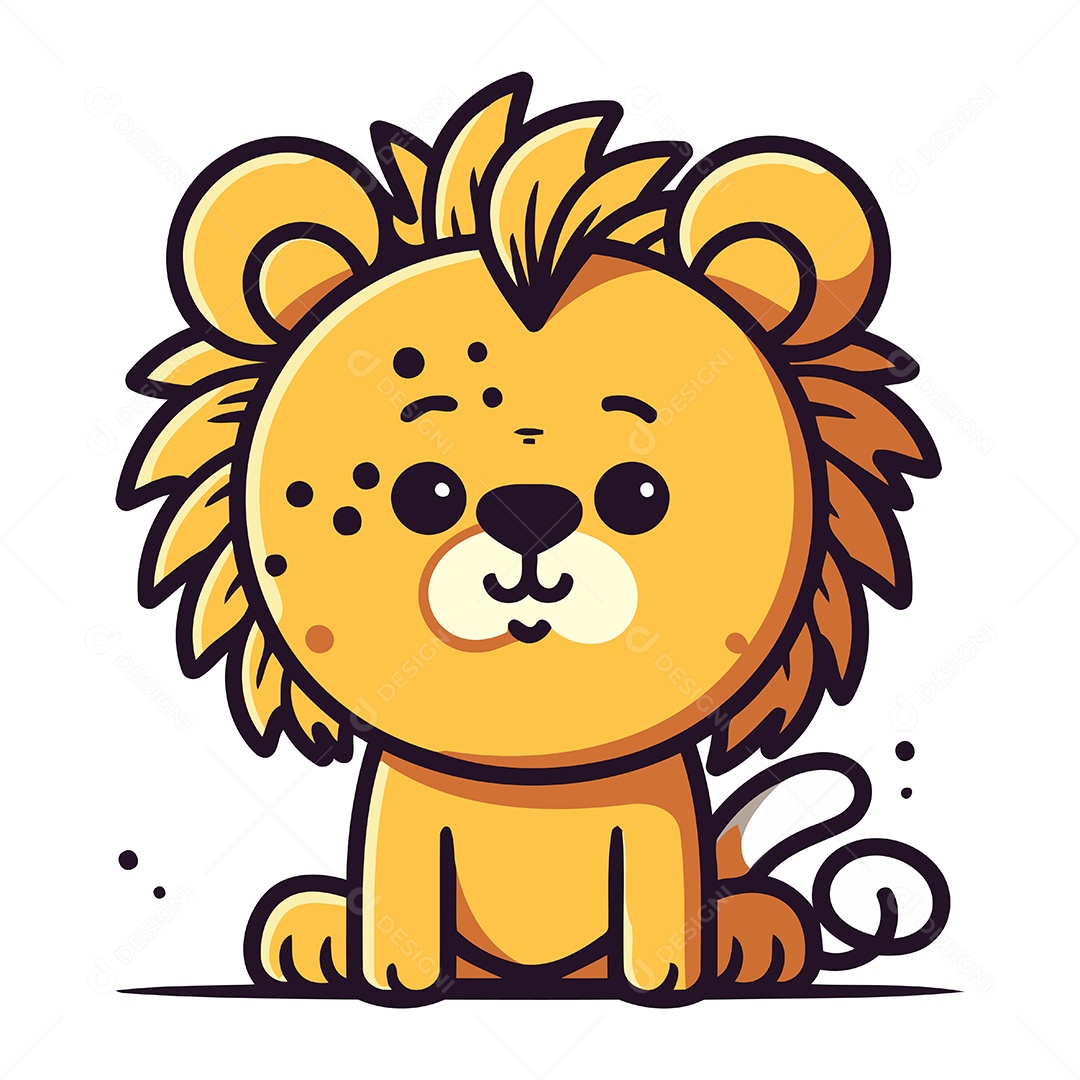 Leão de Desenho Animado Ilustração Vetor EPS