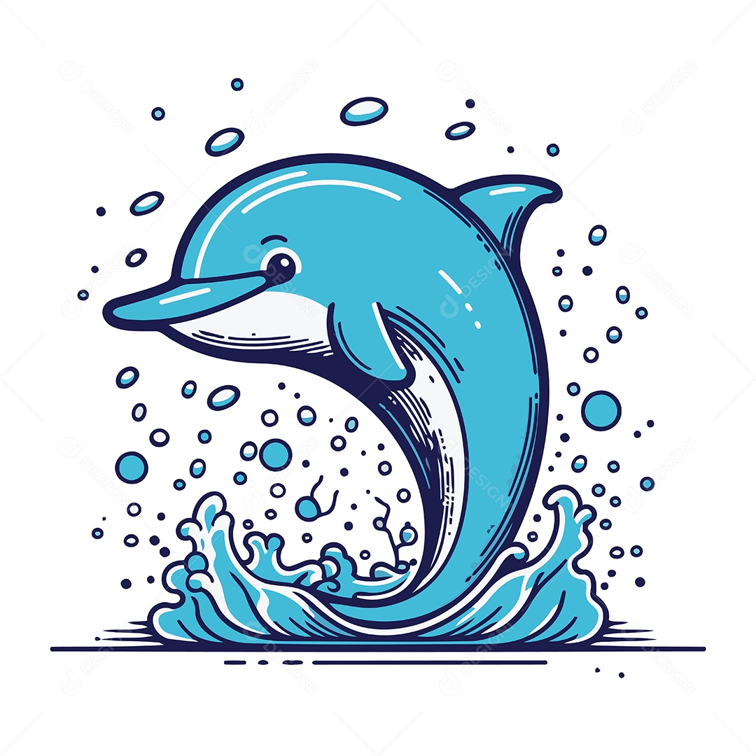 Golfinho de Desenho Animado Ilustração Vetor EPS