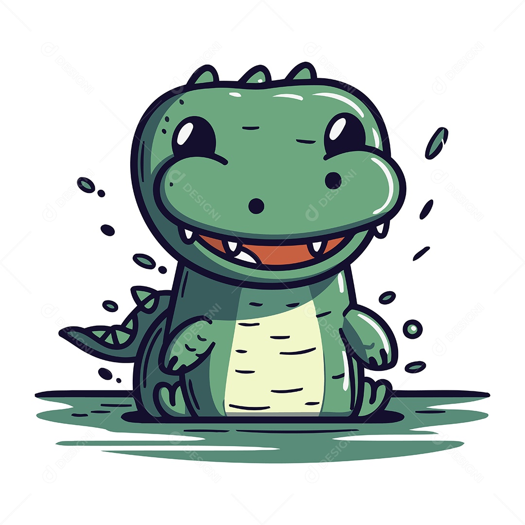 Crocodilo de Desenho Animado Ilustração Vetor EPS