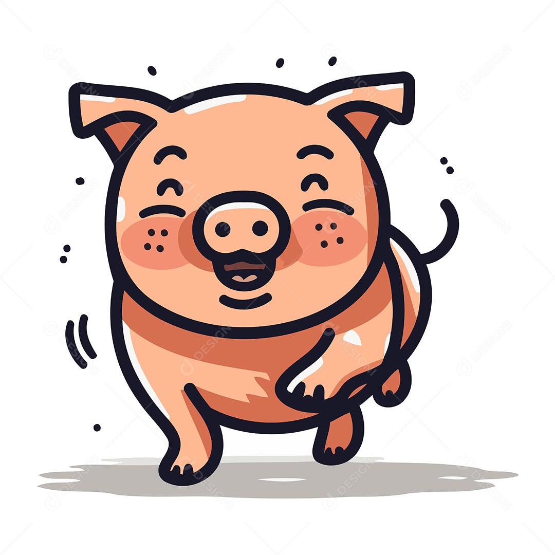 Porquinho de Desenho Animado Ilustração Vetor EPS