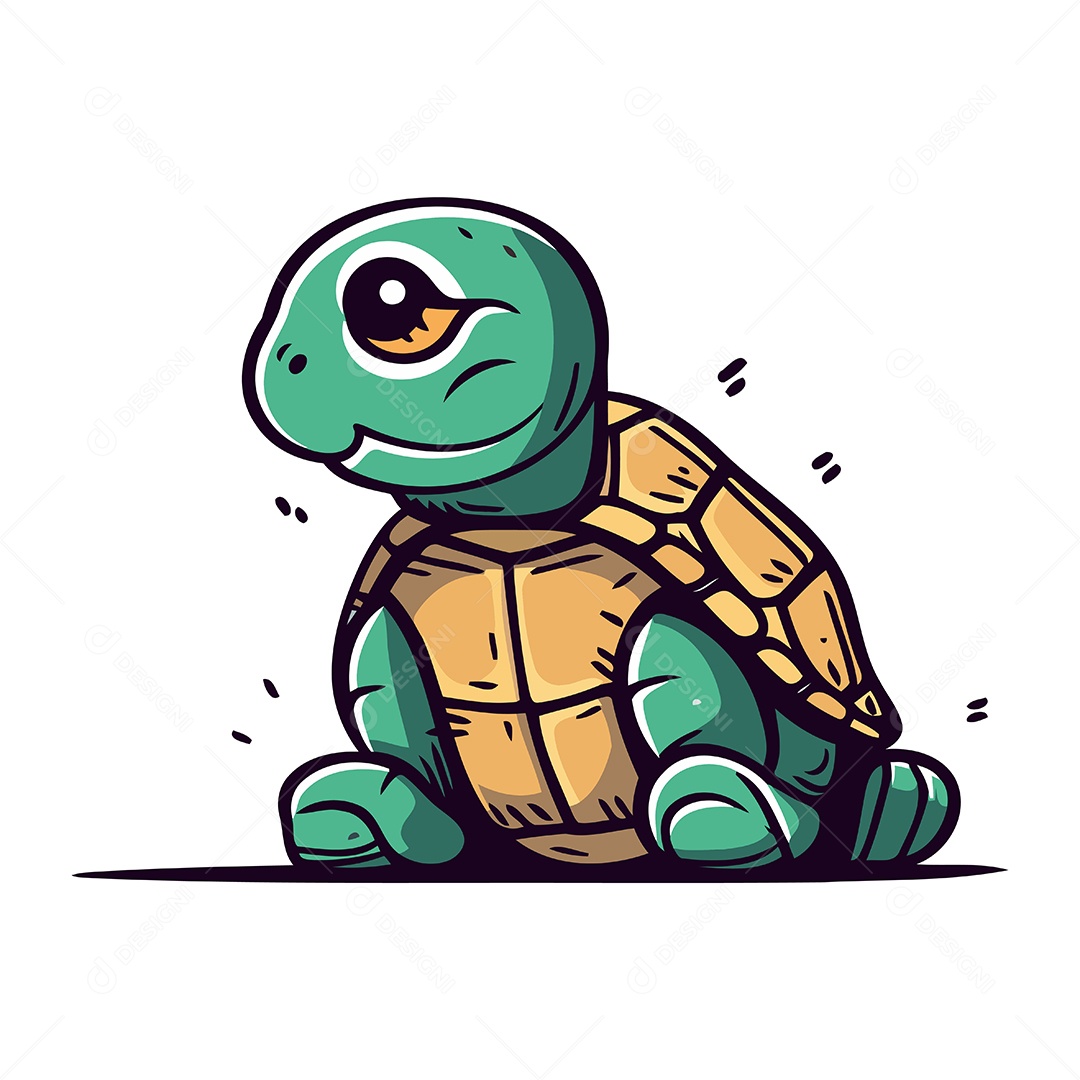Tartaruga de Desenho Animado Ilustração Vetor EPS