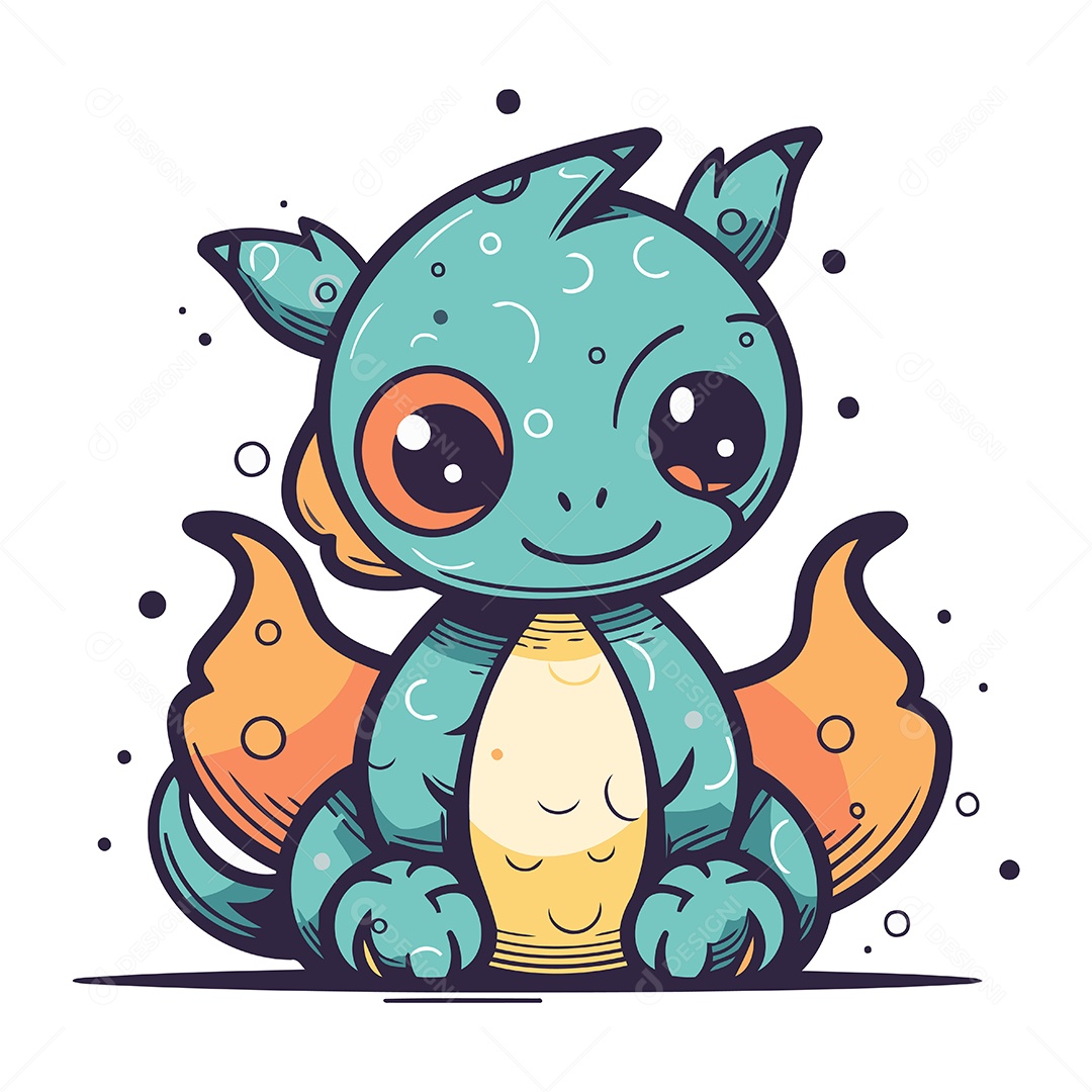 Dragão de Desenho Animado Ilustração Vetor EPS