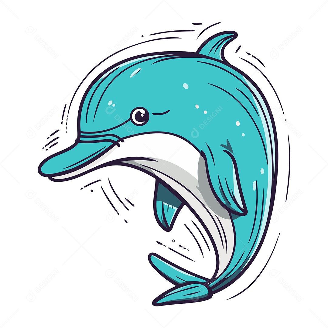 Golfinho de Desenho Animado Ilustração Vetor EPS