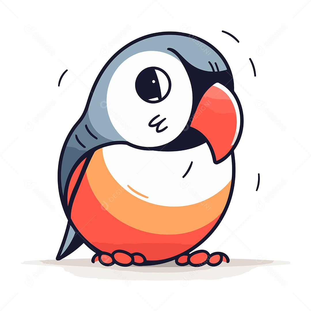 Papagaio do Mar Desenho Animado Ilustração Vetor EPS