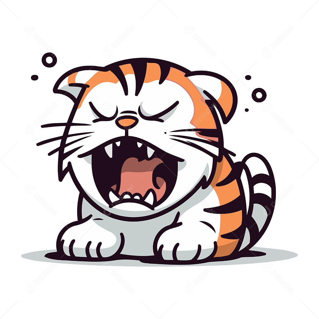 Tigre Furioso de Desenho Animado Ilustração Vetor EPS