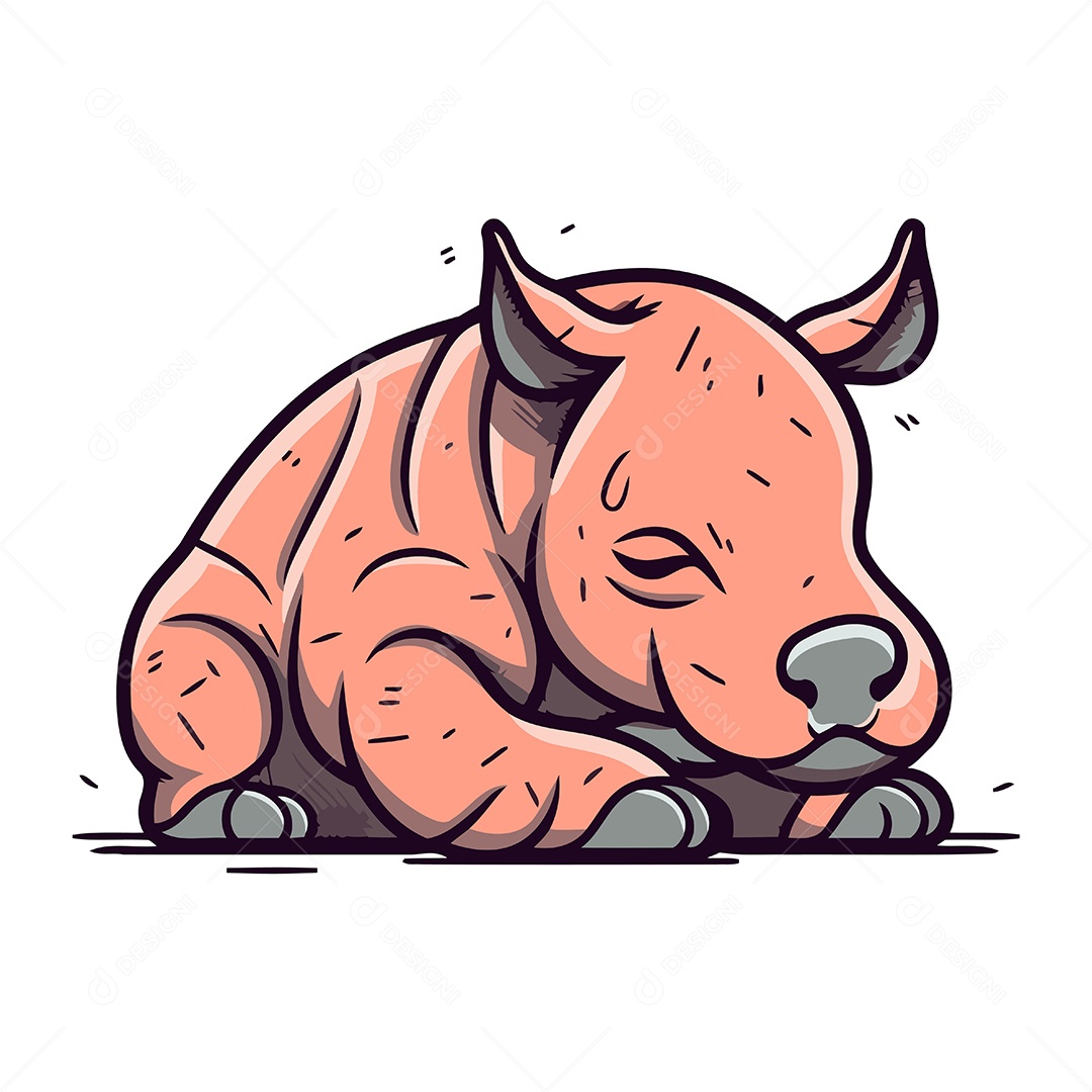 Rinoceronte de Desenho Animado Ilustração Vetor EPS
