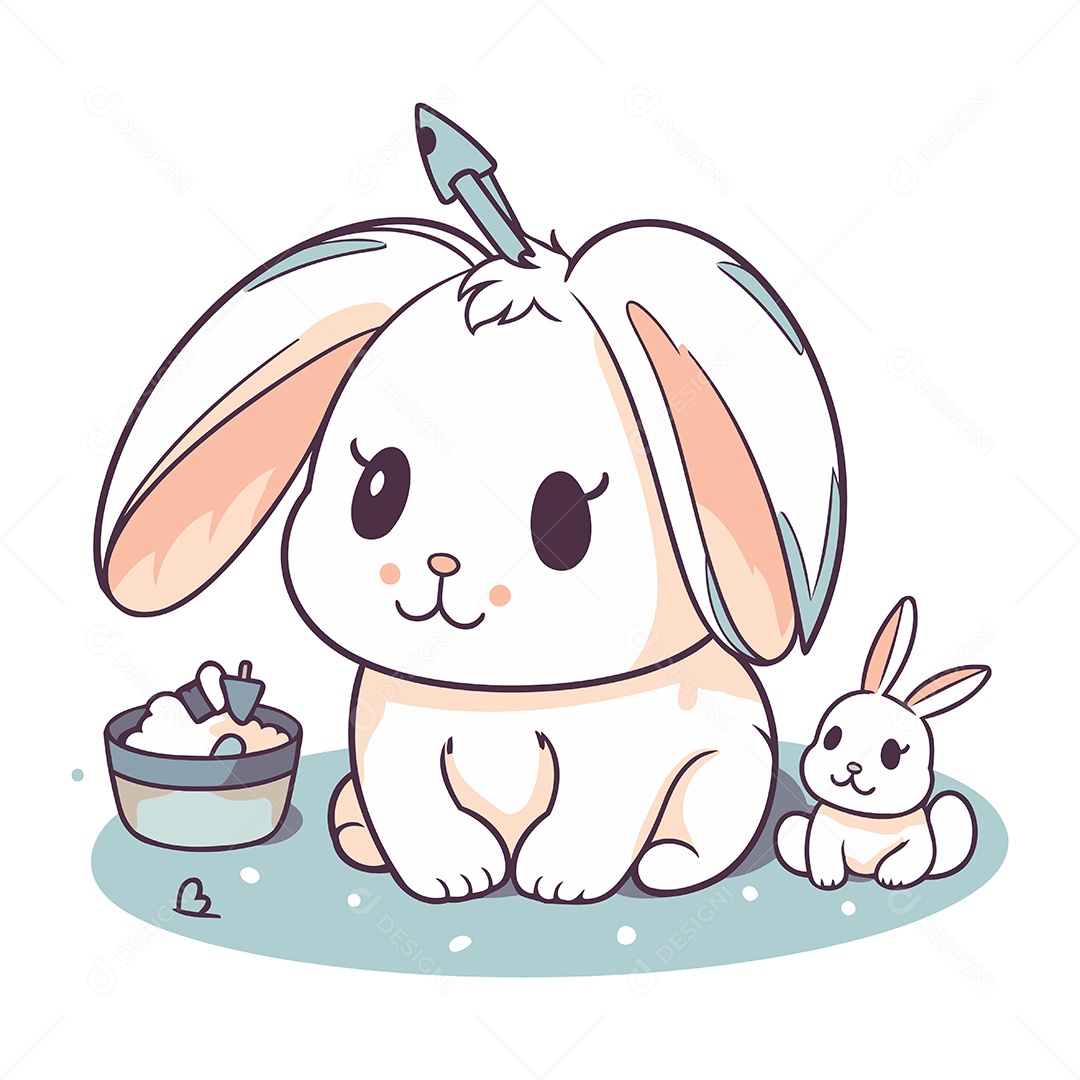 Coelhos de Desenho Animado Ilustração Vetor EPS